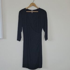 Chico’s Women’s Black Traveler’s Classic Rosemary Wrap Dress Size Large Petite